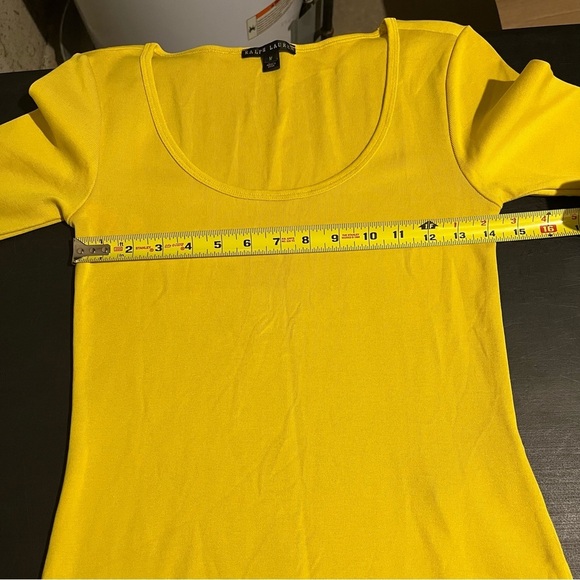 Ralph Lauren Women’s Yellow Bodycon Pencil Dress Size M Cotton - Picture 8 of 12